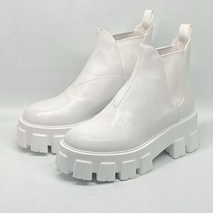 Prada Monolith Leather Lug-Sole Chelsea Boots size 37